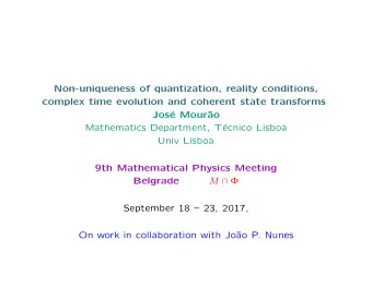 Non-uniqueness of quantization, reality conditions,  complex time evolution and coherent state