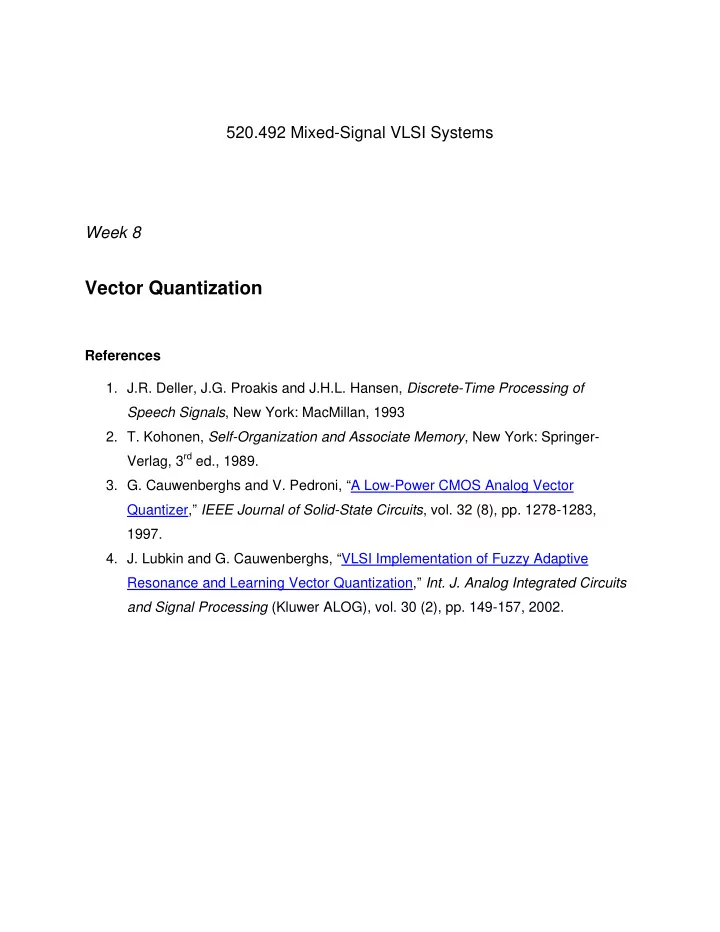 vector quantization
