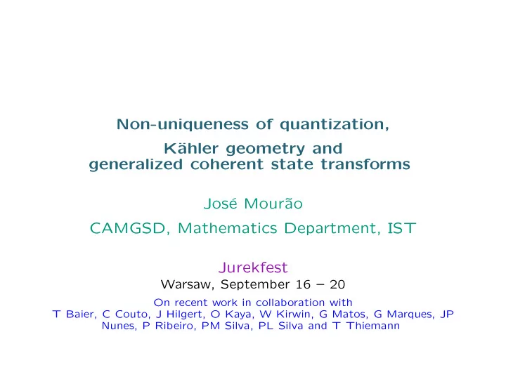non uniqueness of quantization k ahler geometry and
