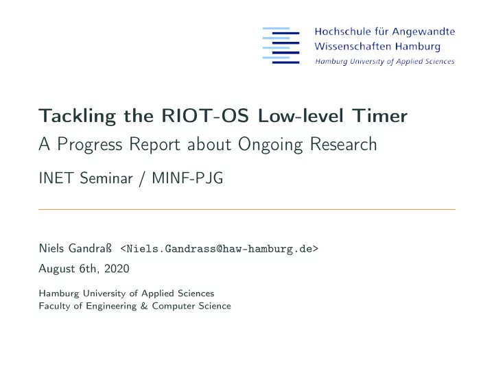 tackling the riot os low level timer a progress report
