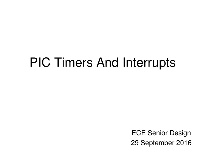 pic timers and interrupts