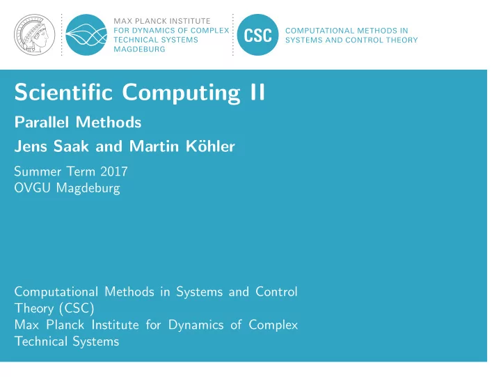 scientific computing ii
