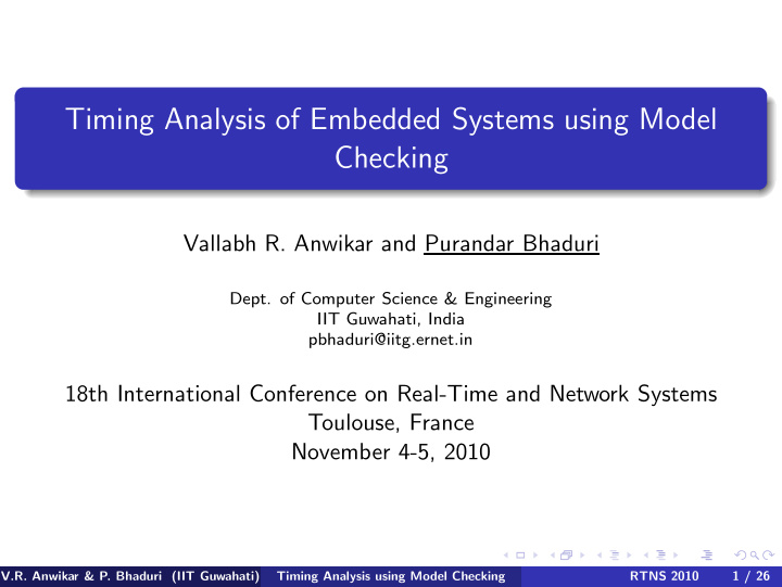 timing analysis of embedded systems using model checking