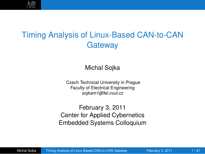timing analysis of linux based can to can gateway