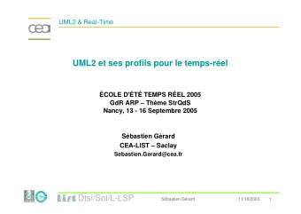 UML2 et ses profils pour le temps-rel  COLE D'T TEMPS REL 2005  GdR ARP  Thme StrQdS