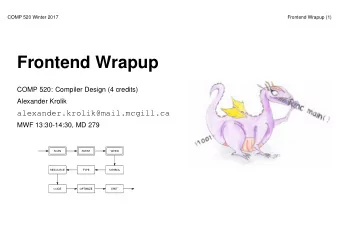 Frontend Wrapup  COMP 520: Compiler Design (4 credits)  Alexander Krolik