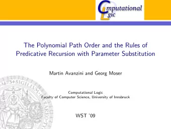 O  mputational  gic  L  The Polynomial Path Order and the Rules of  Predicative Recursion with