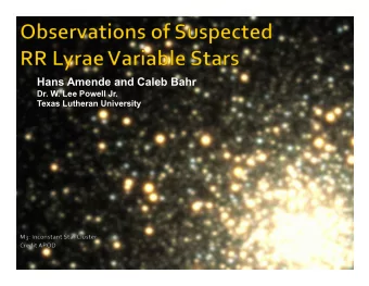 Hans Amende and Caleb Bahr  Dr. W. Lee Powell Jr.  Texas Lutheran University  They  have