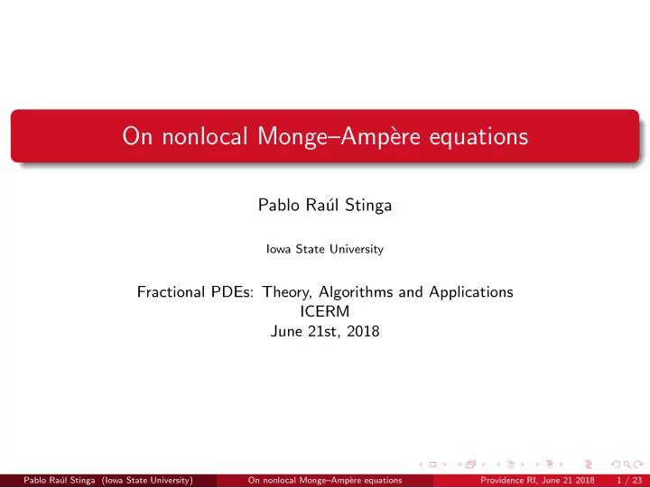 on nonlocal monge amp ere equations