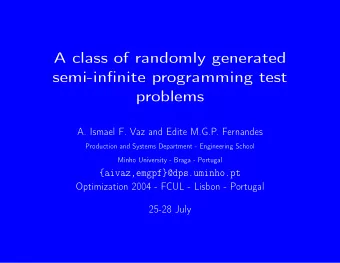 A class of randomly generated  semi-infinite programming test  problems  A. Ismael F. Vaz and Edite