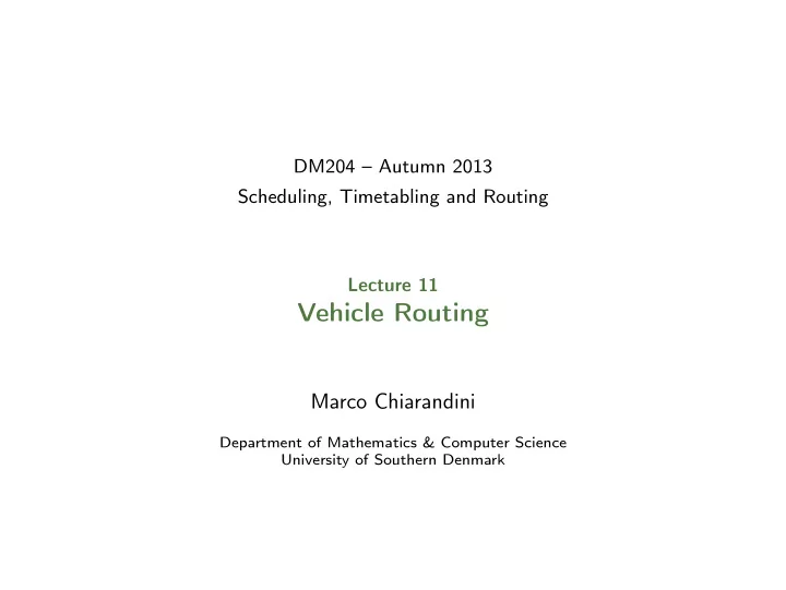 vehicle routing