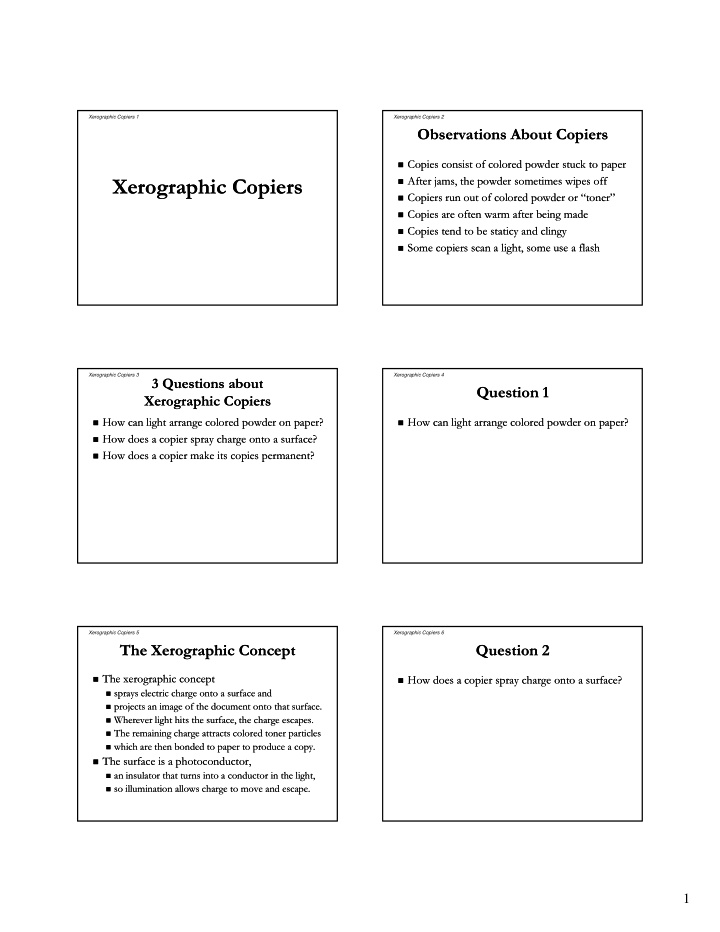 xerographic copiers xerographic copiers