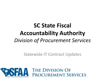 SC State Fiscal  Accountability Authority  Division of Procurement Services  Statewide IT Contract