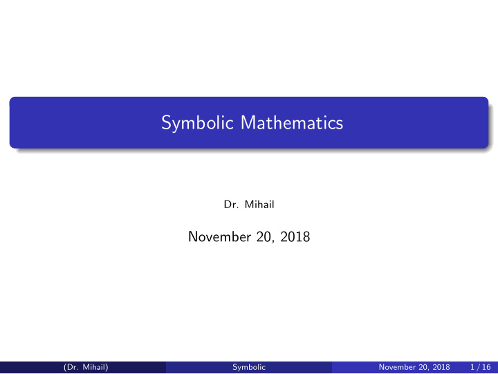 symbolic mathematics