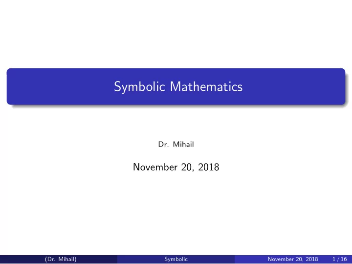 symbolic mathematics