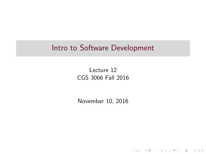 intro to software development
