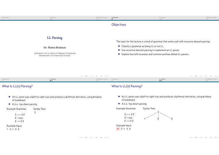 objectives ll parsing