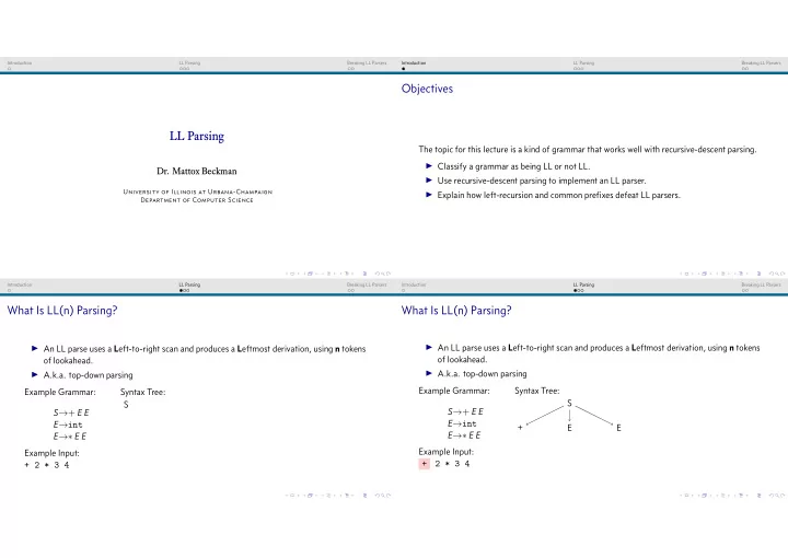 objectives ll parsing