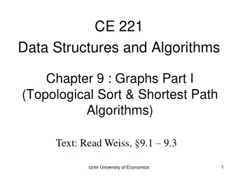 CE 221  Data Structures and Algorithms  Chapter 9 : Graphs Part I  (Topological Sort &amp; Shortest