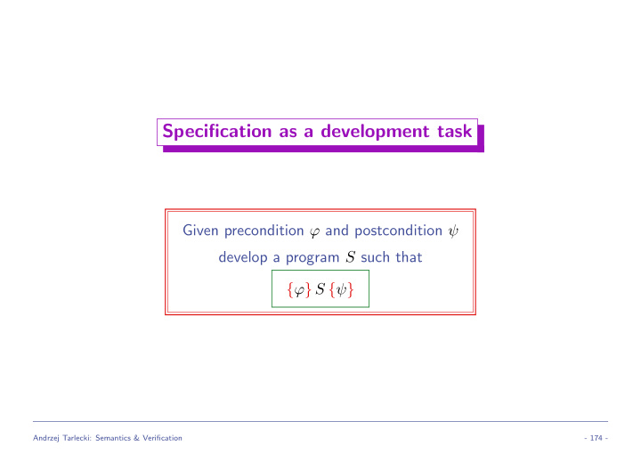specification as a development task