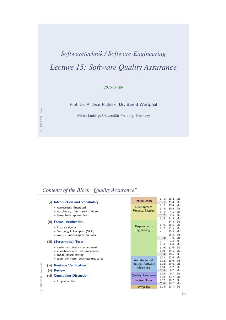 lecture 15 software quality assurance