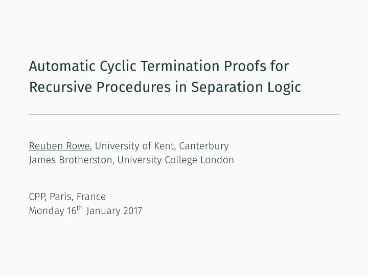automatic cyclic termination proofs for recursive