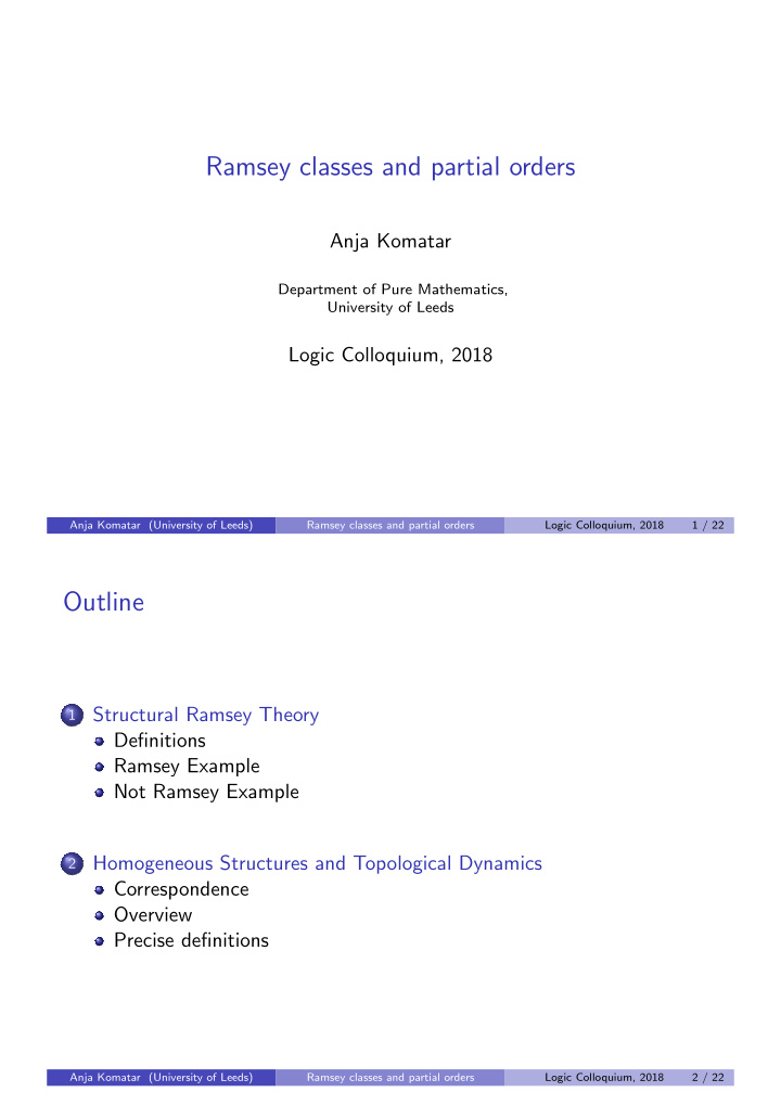 ramsey classes and partial orders