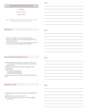 Python and Data Structures (continued)  Tyler Moore  CSE 3353, SMU, Dallas, TX  February 5, 2013