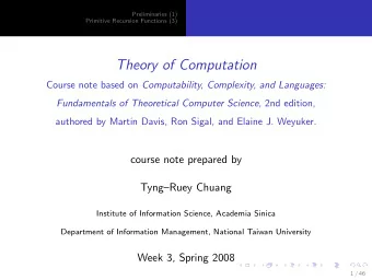 Theory of Computation Course note based on Computability, Complexity, and Languages: Fundamentals