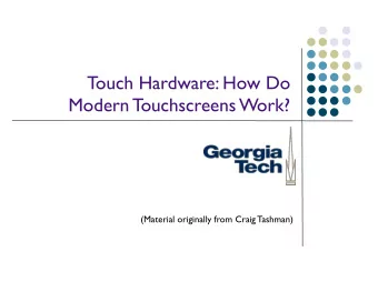 Touch Hardware: How Do  Modern Touchscreens Work?  (Material originally from Craig Tashman)  Intro