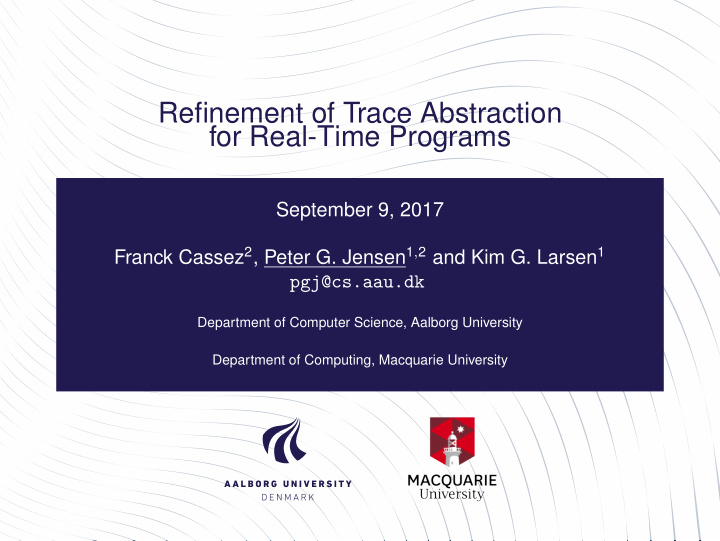 refinement of trace abstraction for real time programs