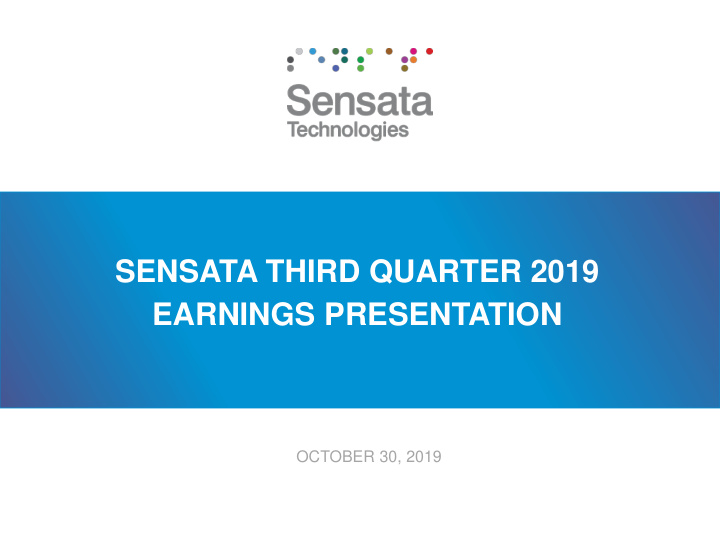 sensata third quarter 2019 earnings presentation