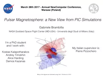 Pulsar Magnetosphere: a New View from PIC Simulations Gabriele Brambilla  NASA Goddard Space Flight