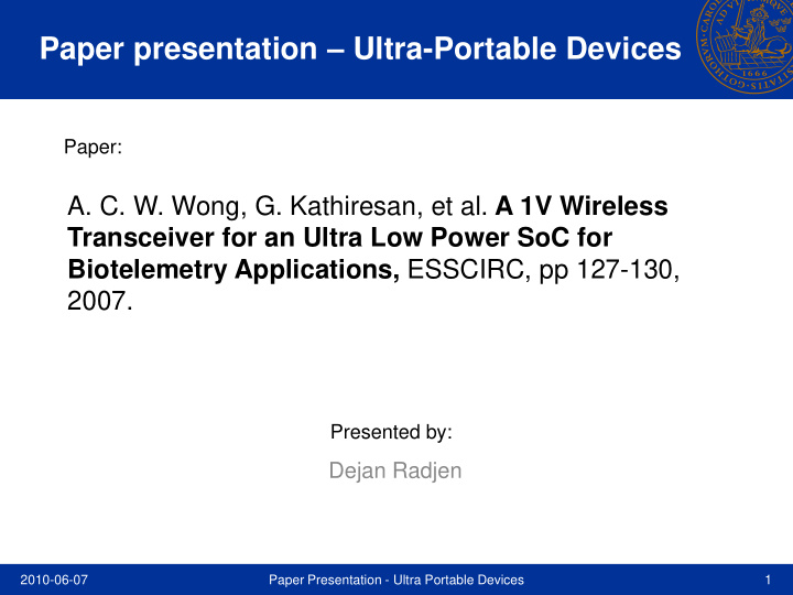 paper presentation ultra portable devices