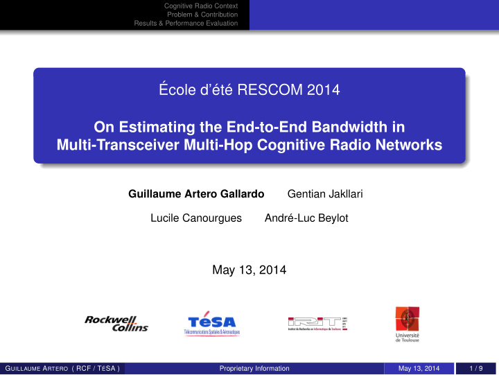 cole d t rescom 2014 on estimating the end to end