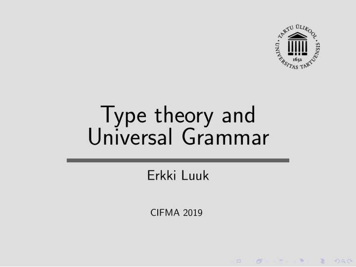 type theory and universal grammar