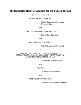 United States Court of Appeals for the Federal Circuit  2008-1485, -1487, -1495  LUCENT