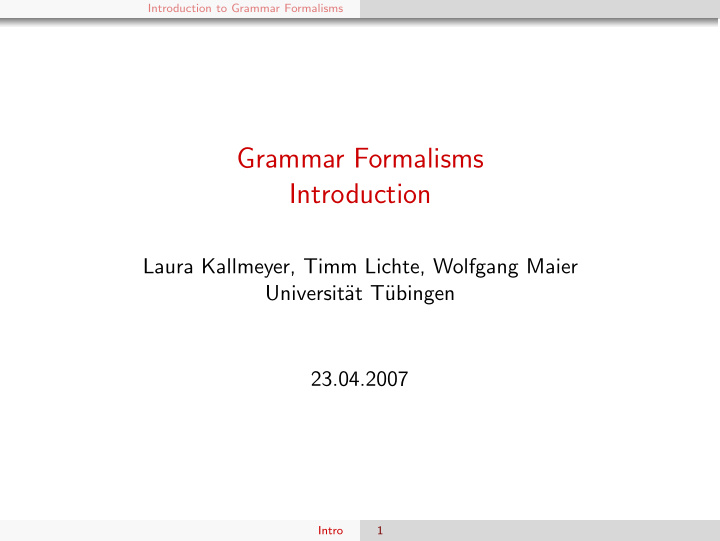 grammar formalisms introduction