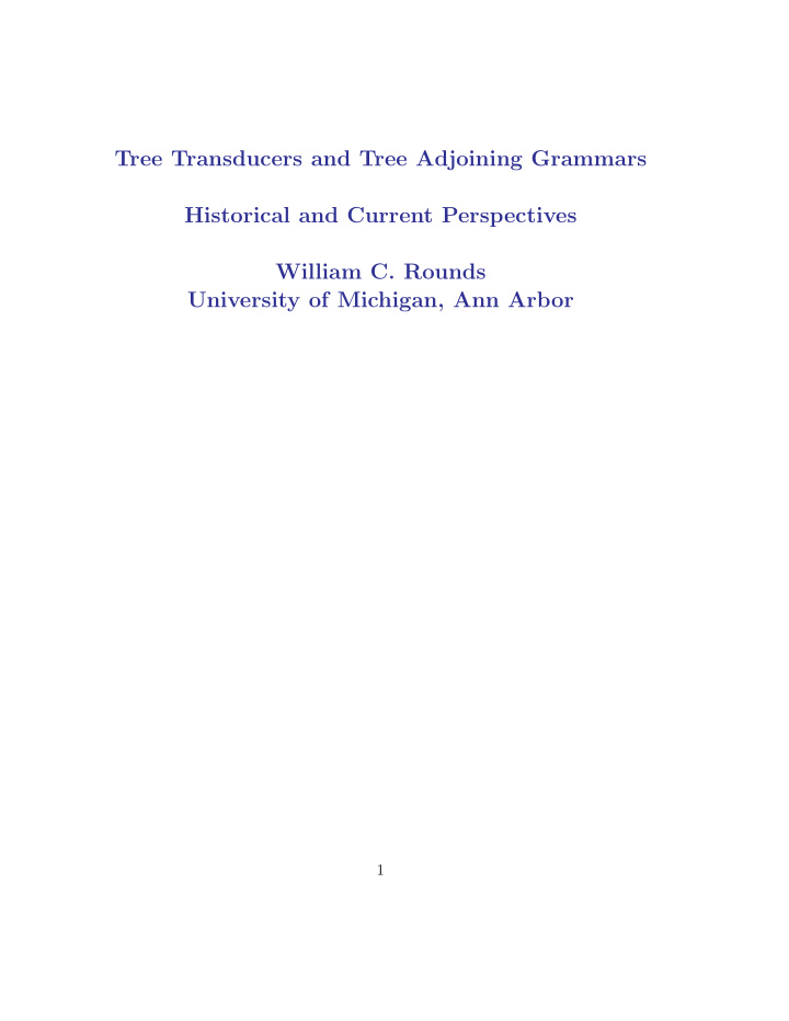 tree transducers and tree adjoining grammars historical