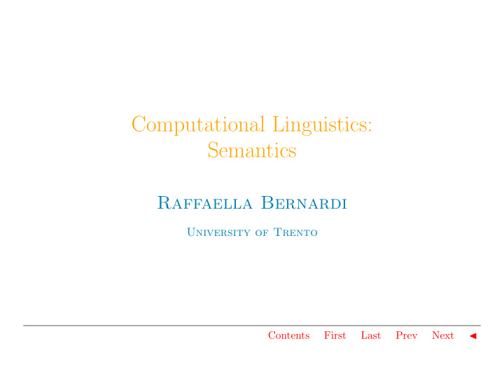 computational linguistics semantics