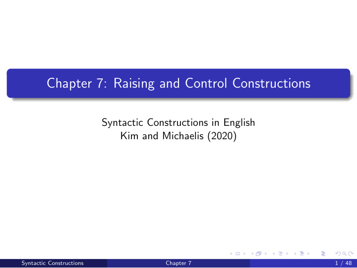 chapter 7 raising and control constructions
