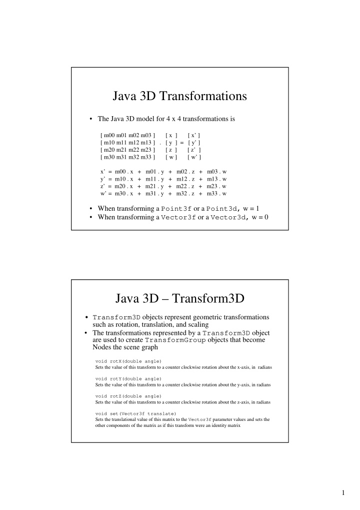 java 3d transformations