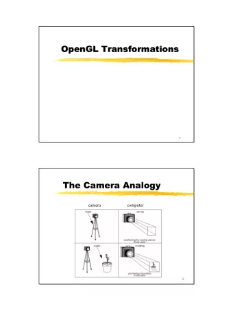 OpenGL Transformations  OpenGL Transformations  1  The Camera Analogy  camera  computer  2  1  The