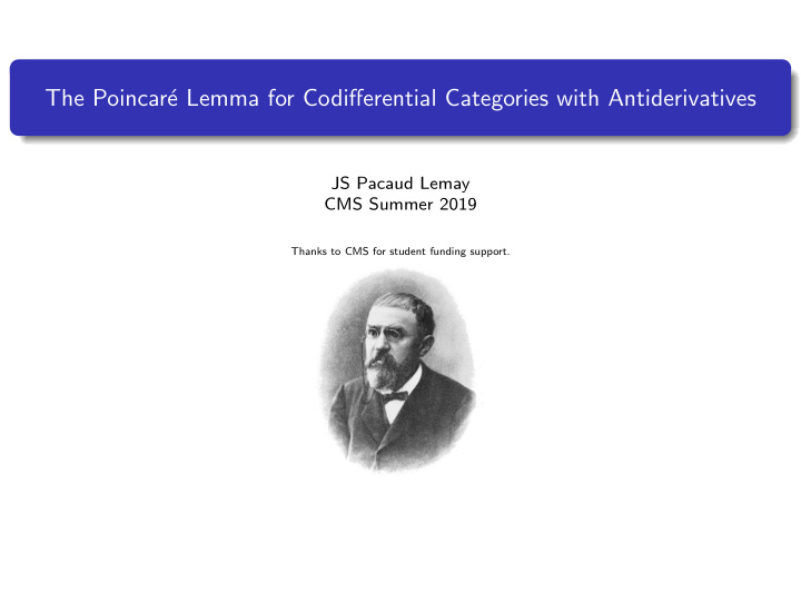 the poincar e lemma for codifferential categories with