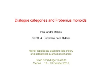 Dialogue categories and Frobenius monoids  Paul-Andr Mellis  CNRS &amp; Universit Paris