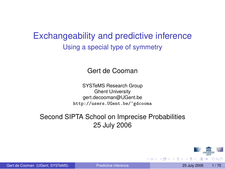 exchangeability and predictive inference