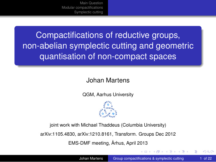 compactifications of reductive groups non abelian