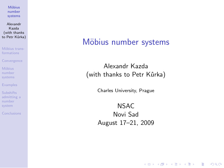 m obius number systems