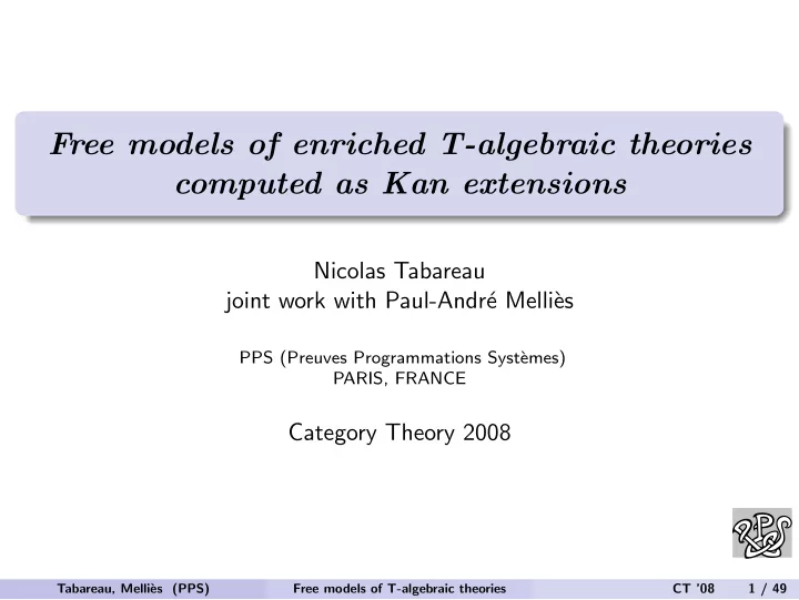 free models of enriched t algebraic theories computed as