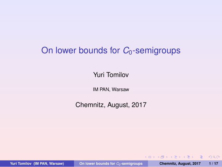 on lower bounds for c 0 semigroups